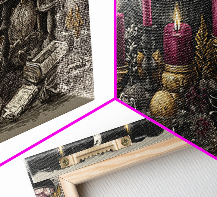 The Witch Astronomical Cabinet - Occult Still Life, Macabre Halloween Art, Wide Panoramic Art, Framed Canvas Print, Halloween Home Decor