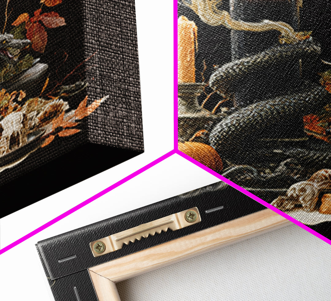 The Candle Smoke Dragon - Occult Still Life, Spooky Wall Decor, Square Wall Art, Framed Canvas Print, Halloween Home Decor, Gothic Wall Art