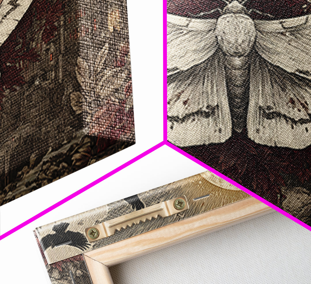 The Mourning Moth Halo - Environmental Panorama, Macabre Halloween Art, Landscape Wall Art, Framed Canvas Print, Halloween Home Decor