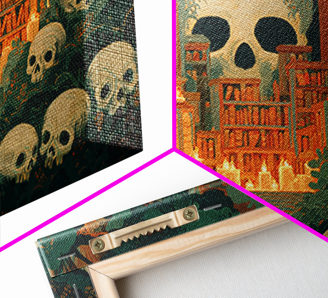 The Catacomb Library - Icon Portrait, Spooky Wall Decor, Landscape Wall Art, Framed Canvas Print, Halloween Home Decor, Gothic Wall Art