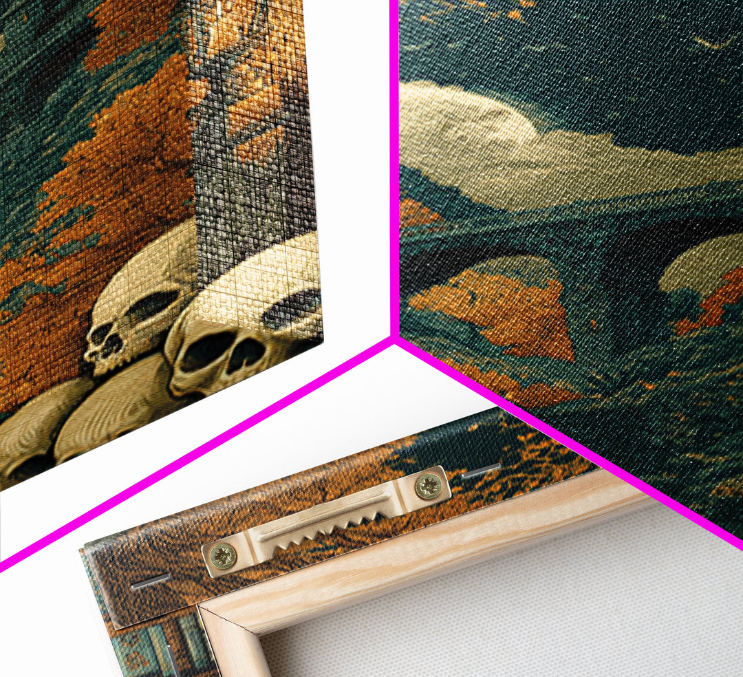 The Catacomb Library - Environmental Panorama, Dark Fantasy Wall Art, Vertical Wall Art, Canvas Print, Halloween Home Decor, Gothic Wall Art