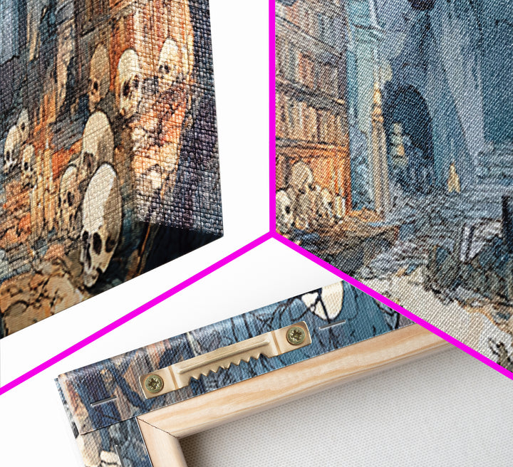 The Catacomb Library - Environmental Panorama, Occult Wall Decor, Extra Wide Wall Art, Canvas Print, Halloween Home Decor, Gothic Wall Art