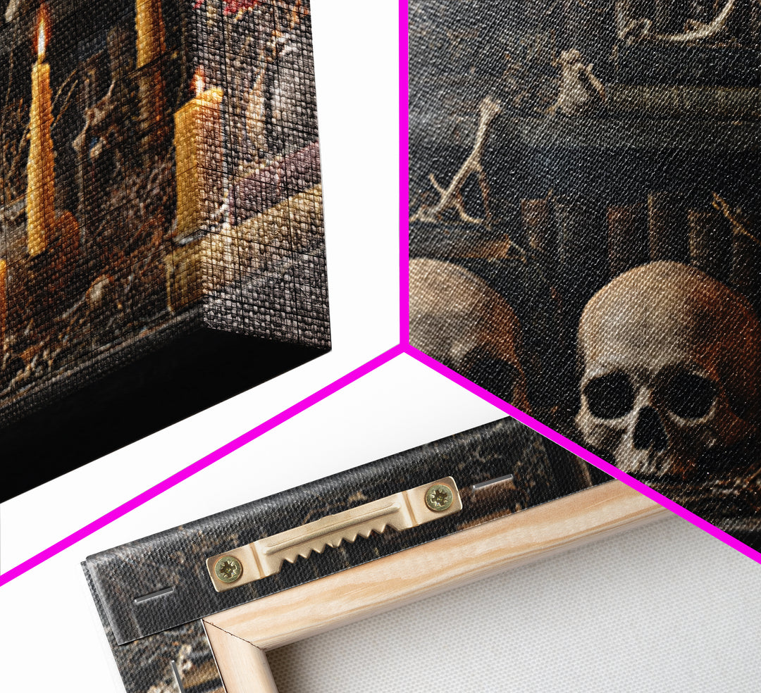The Catacomb Library - Occult Still Life, Halloween Wall Art, Landscape Wall Art, Framed Canvas Print, Halloween Home Decor, Gothic Wall Art