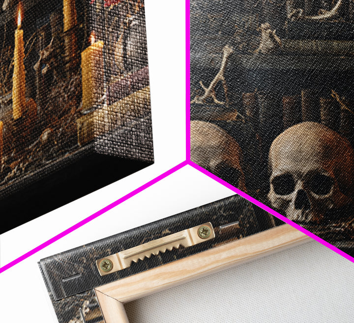 The Catacomb Library - Occult Still Life, Halloween Wall Art, Landscape Wall Art, Framed Canvas Print, Halloween Home Decor, Gothic Wall Art