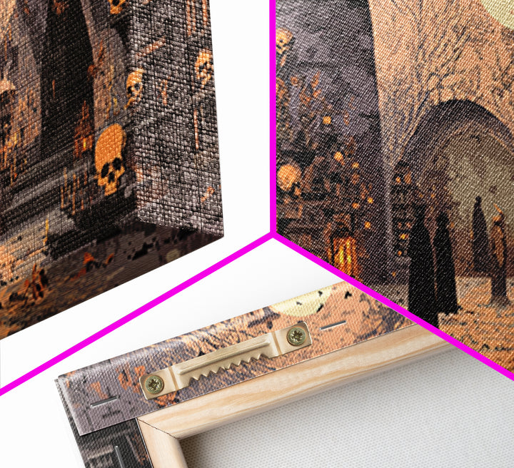 The Catacomb Library - Procession Scene, Occult Wall Decor, Wide Panoramic Art, Canvas Print, Halloween Home Decor, Gothic Wall Art