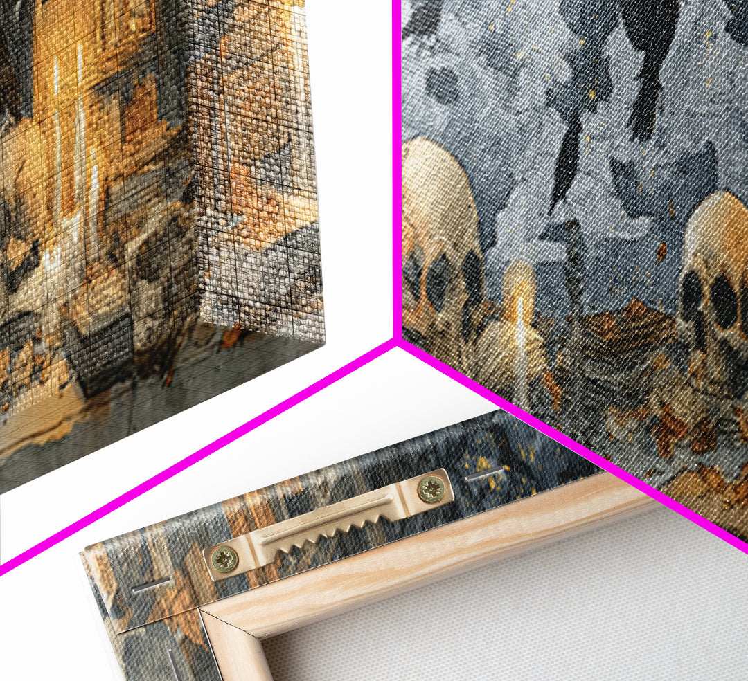 The Catacomb Library - Surreal Celestial Vision, Gothic Home Decor, Extra Wide Wall Art, Canvas Print, Halloween Home Decor, Gothic Wall Art