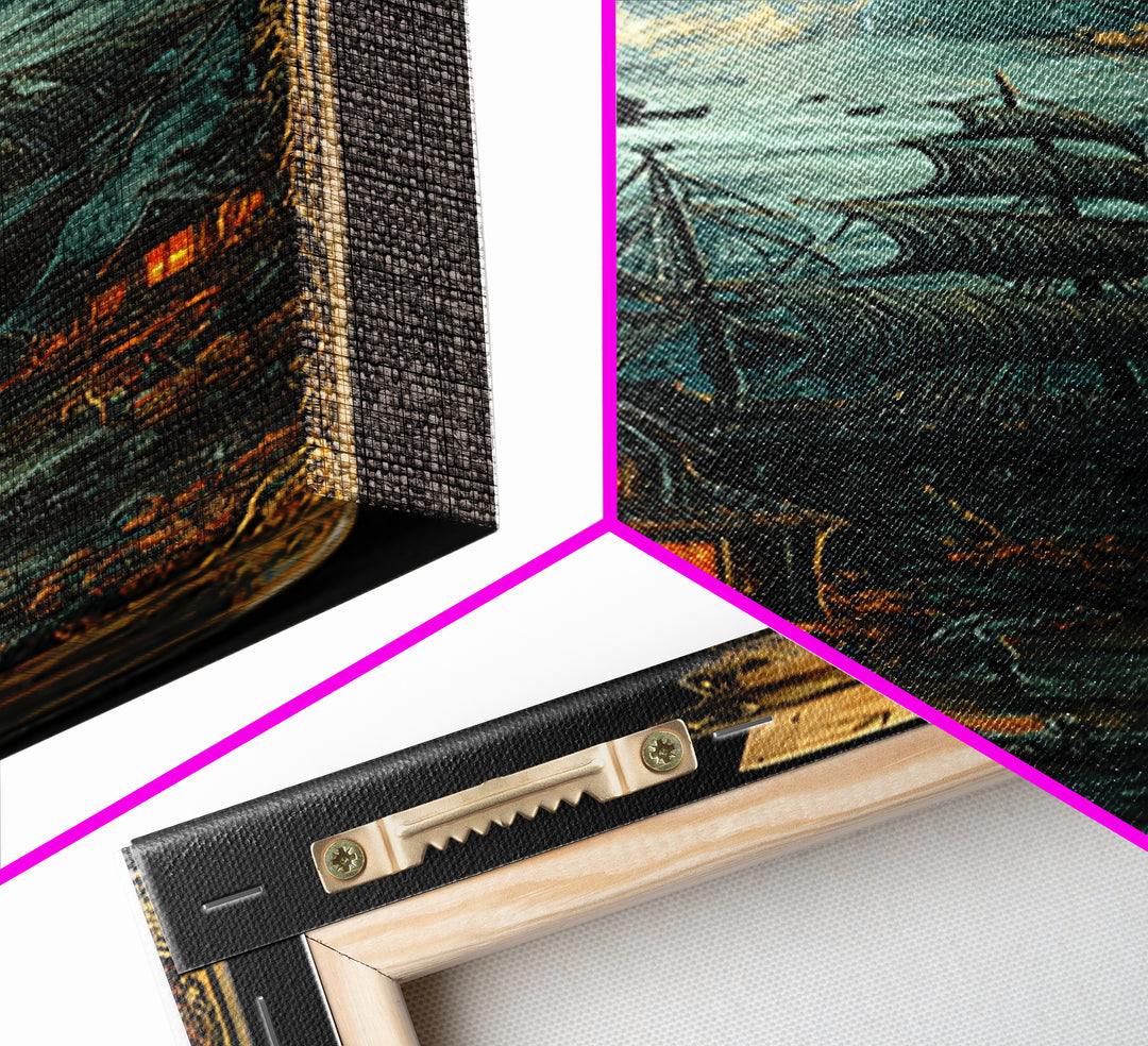 The Ghost Ship In A Bottle - Icon Portrait, Gothic Home Decor, Tall Narrow Wall Art, Canvas Print, Halloween Home Decor, Gothic Wall Art