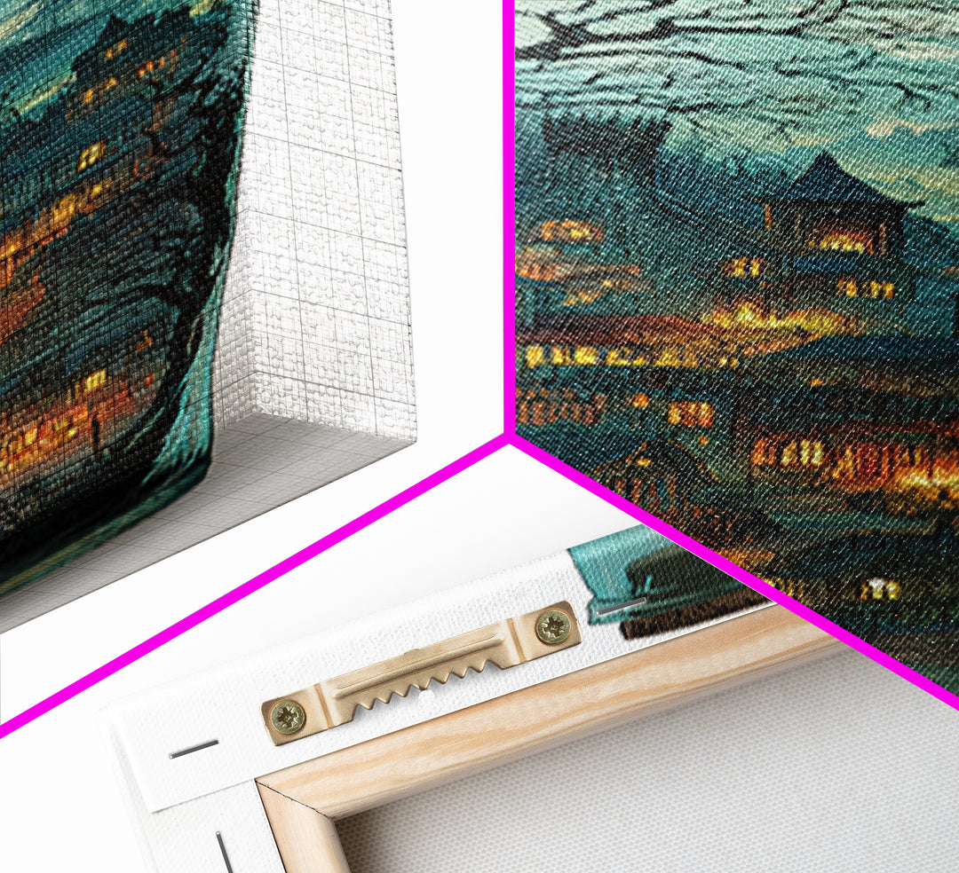 The Ghost Ship In A Bottle - Environmental Panorama, Spooky Wall Decor, Tall Narrow Wall Art, Framed Canvas Print, Halloween Home Decor