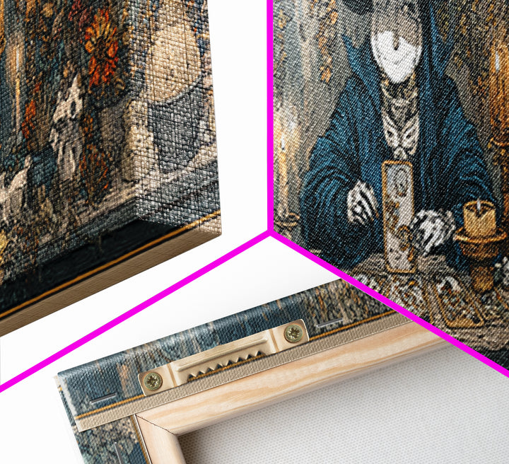 The Harvest Moon Tarot Reader - Occult Still Life, Spooky Wall Decor, Extra Wide Wall Art, Framed Canvas Print, Halloween Home Decor