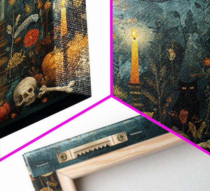 The Black Cat Constellation - Occult Still Life, Occult Wall Decor, Square Wall Art, Canvas Print, Halloween Home Decor, Gothic Wall Art