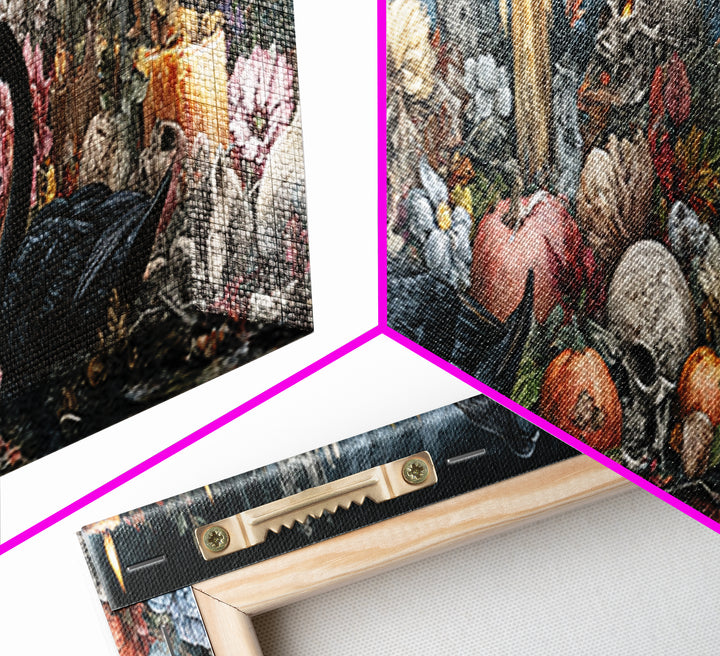 The Cemetery Swan Lake - Occult Still Life, Occult Wall Decor, Extra Wide Wall Art, Canvas Print, Halloween Home Decor, Gothic Wall Art