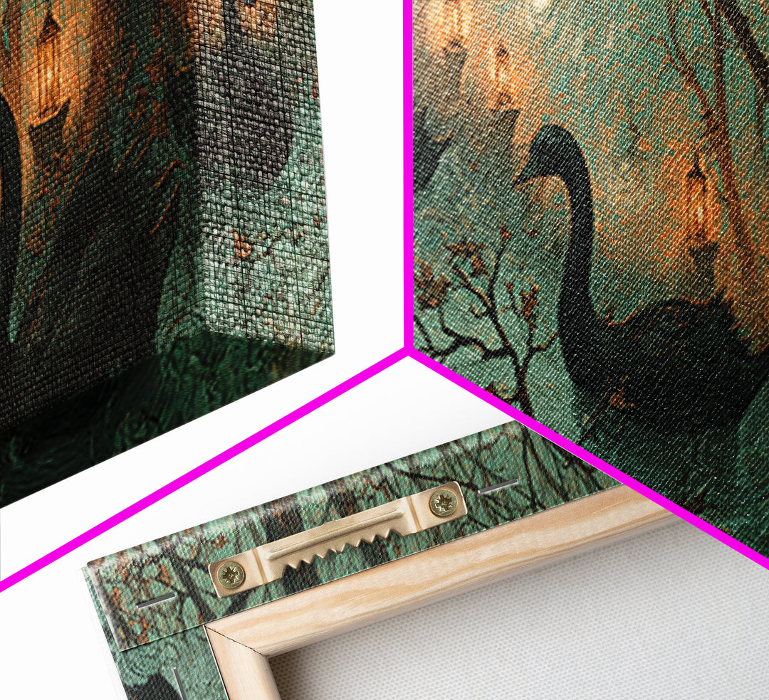 The Cemetery Swan Lake - Procession Scene, Halloween Wall Art, Extra Wide Wall Art, Framed Canvas Print, Halloween Home Decor