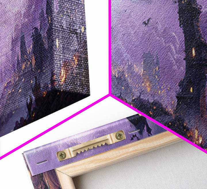 The October Clock Tower - Environmental Panorama, Spooky Wall Decor, Extra Wide Wall Art, Framed Canvas Print, Halloween Home Decor
