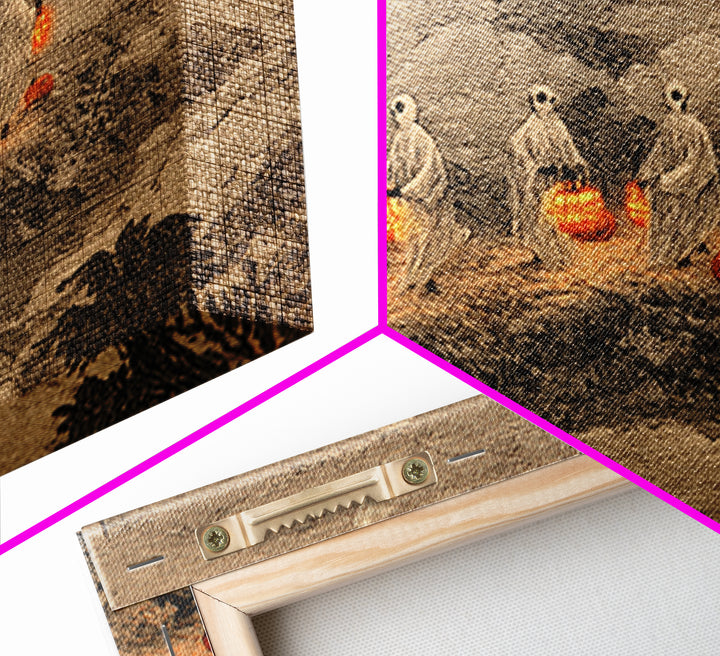 The Golden Funeral Procession - Environmental Panorama, Dark Fantasy Wall Art, Landscape Wall Art, Canvas Print, Halloween Home Decor