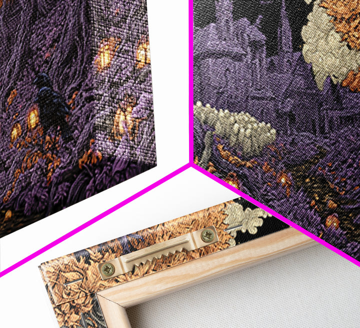 The Golden Funeral Procession - Environmental Panorama, Occult Wall Decor, Wide Panoramic Art, Canvas Print, Halloween Home Decor