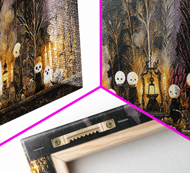 The Golden Funeral Procession - Occult Still Life, Occult Wall Decor, Wide Panoramic Art, Canvas Print, Halloween Home Decor