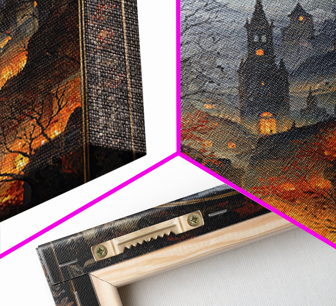 The Monster In The Mirror Cabinet - Environmental Panorama, Macabre Halloween Art, Vertical Wall Art, Framed Canvas Print, Gothic Wall Art