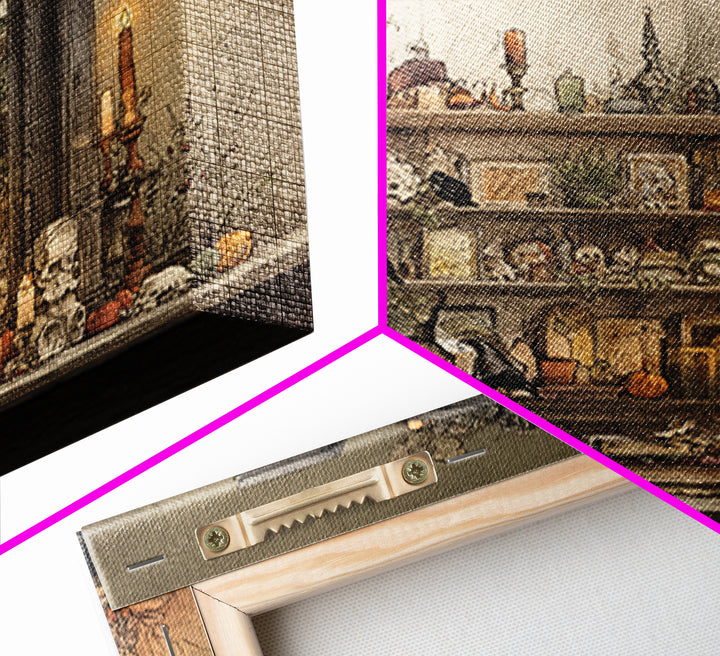 The Monster In The Mirror Cabinet - Occult Still Life, Dark Fantasy Wall Art, Square Wall Art, Canvas Print, Halloween Home Decor