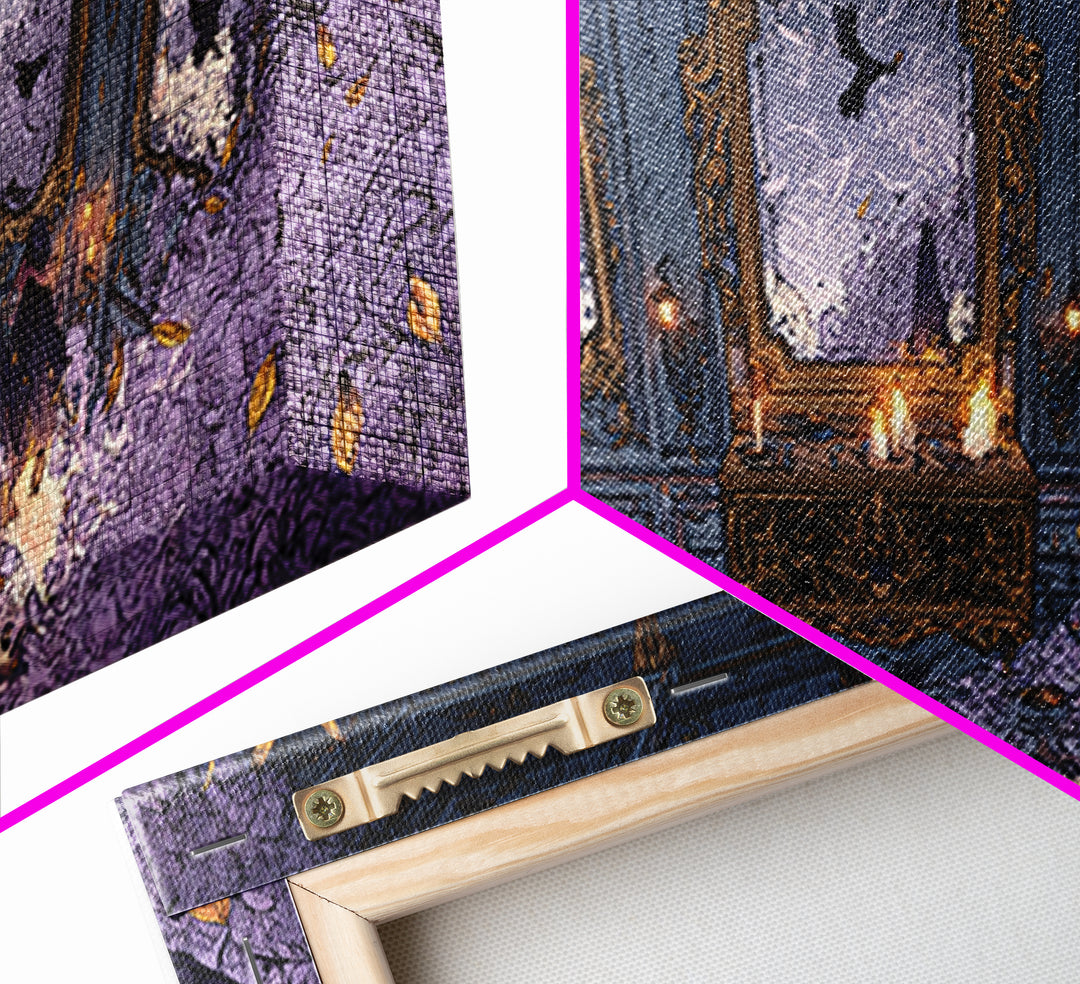 The Monster In The Mirror Cabinet - Procession Scene, Occult Wall Decor, Wide Panoramic Art, Canvas Print, Halloween Home Decor