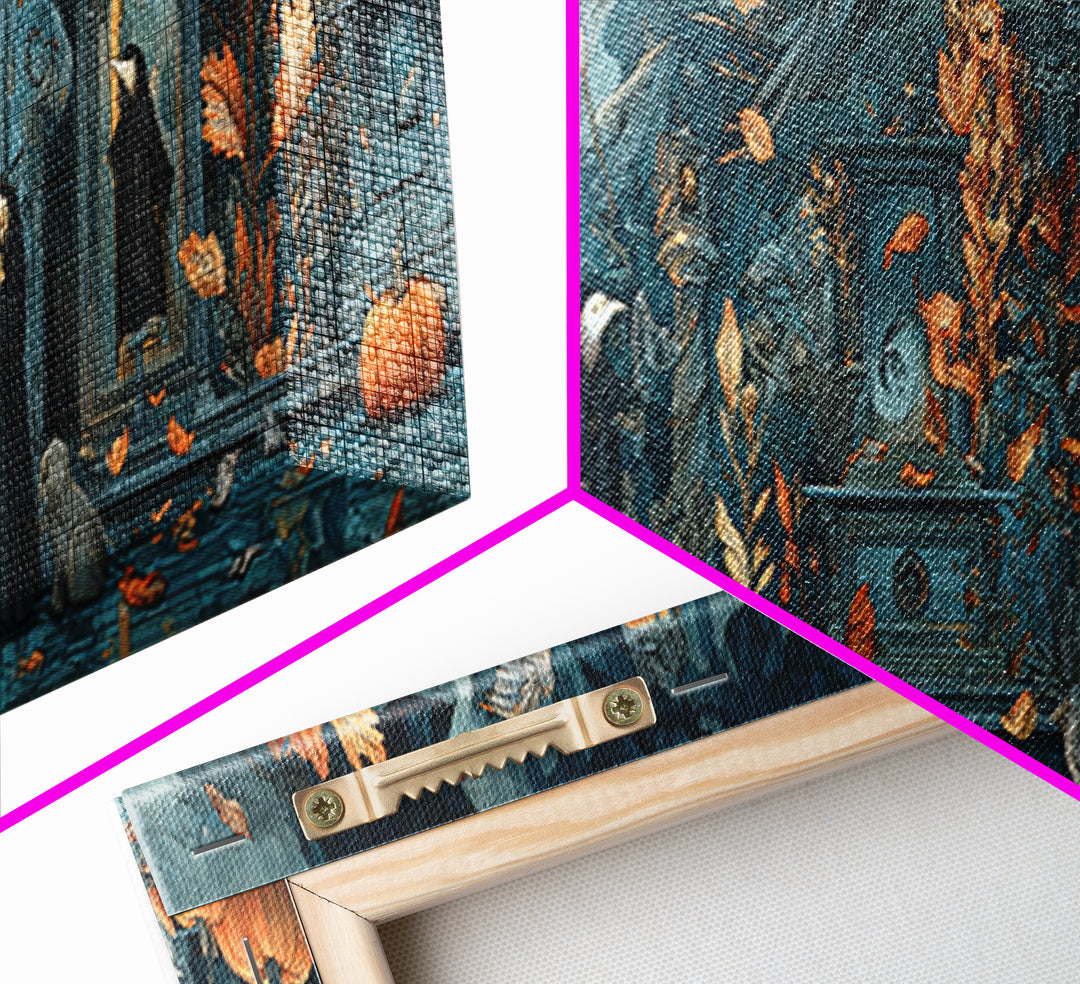 The Monster In The Mirror Cabinet - Procession Scene, Occult Wall Decor, Extra Wide Wall Art, Canvas Print, Halloween Home Decor