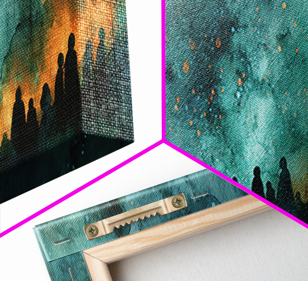 The Choir Of Deepwater Acolytes, Cosmic Horror Decor, Extra Wide Wall Art, Canvas Print, Halloween Home Decor, Gothic Wall Art