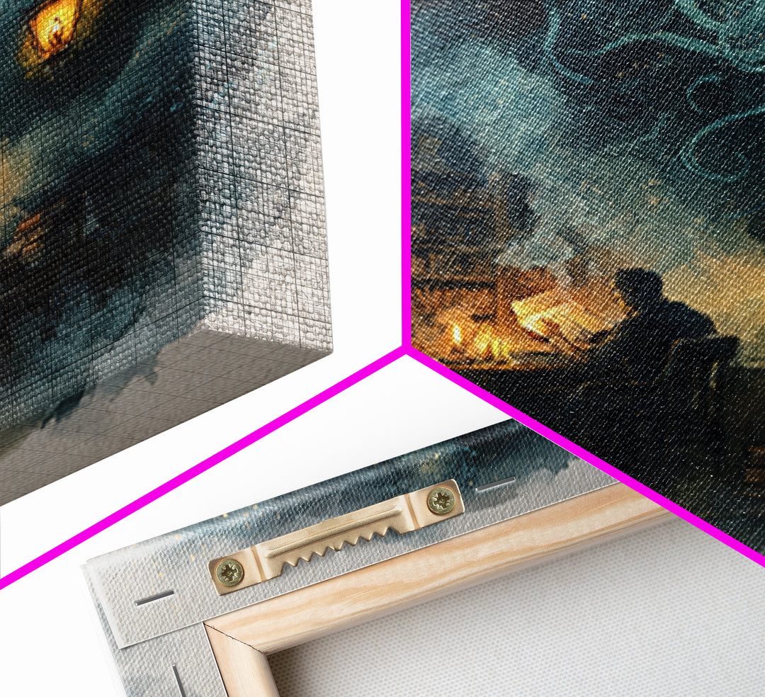 The Librarian Of Forbidden Tides, Spooky Wall Decor, Square Wall Art, Canvas Print, Halloween Home Decor, Gothic Wall Art, Horror Wall Art