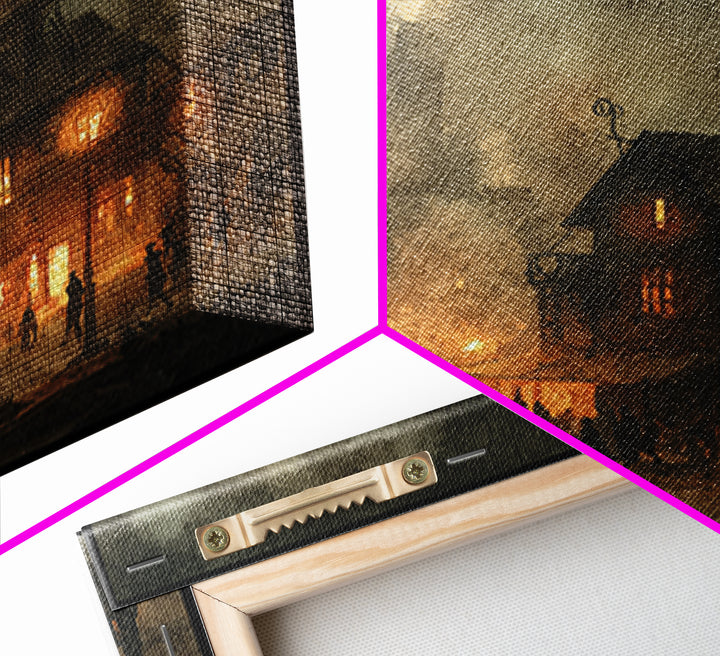 The Innsmouth Lantern Procession, Occult Wall Decor, Square Wall Art, Framed Canvas Print, Halloween Home Decor, Gothic Wall Art