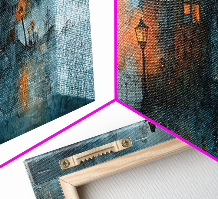 The Innsmouth Lantern Procession, Occult Wall Decor, Wide Panoramic Art, Framed Canvas Print, Halloween Home Decor, Gothic Wall Art