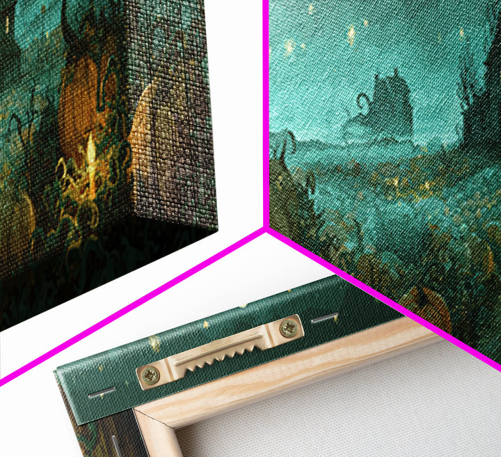 The Harvest Of The Eldritch Field, Cosmic Horror Decor, Extra Wide Wall Art, Canvas Print, Halloween Home Decor, Gothic Wall Art