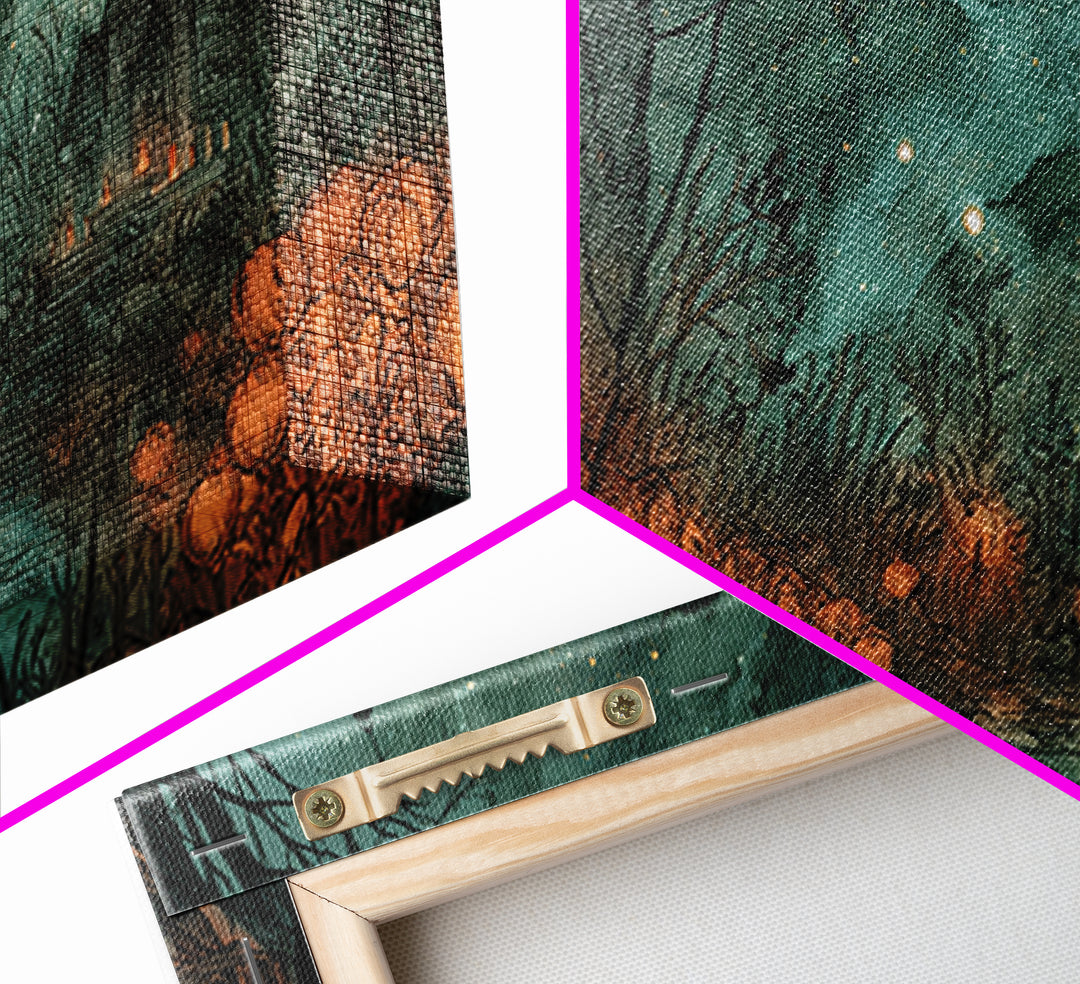 The Lantern Market Beyond The Veil, Eldritch Wall Art, Wide Panoramic Art, Canvas Print, Halloween Home Decor, Gothic Wall Art