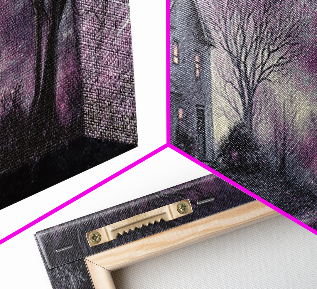 The Thirteenth Door Of Arkham House, Spooky Wall Decor, Extra Wide Wall Art, Canvas Print, Halloween Home Decor, Gothic Wall Art