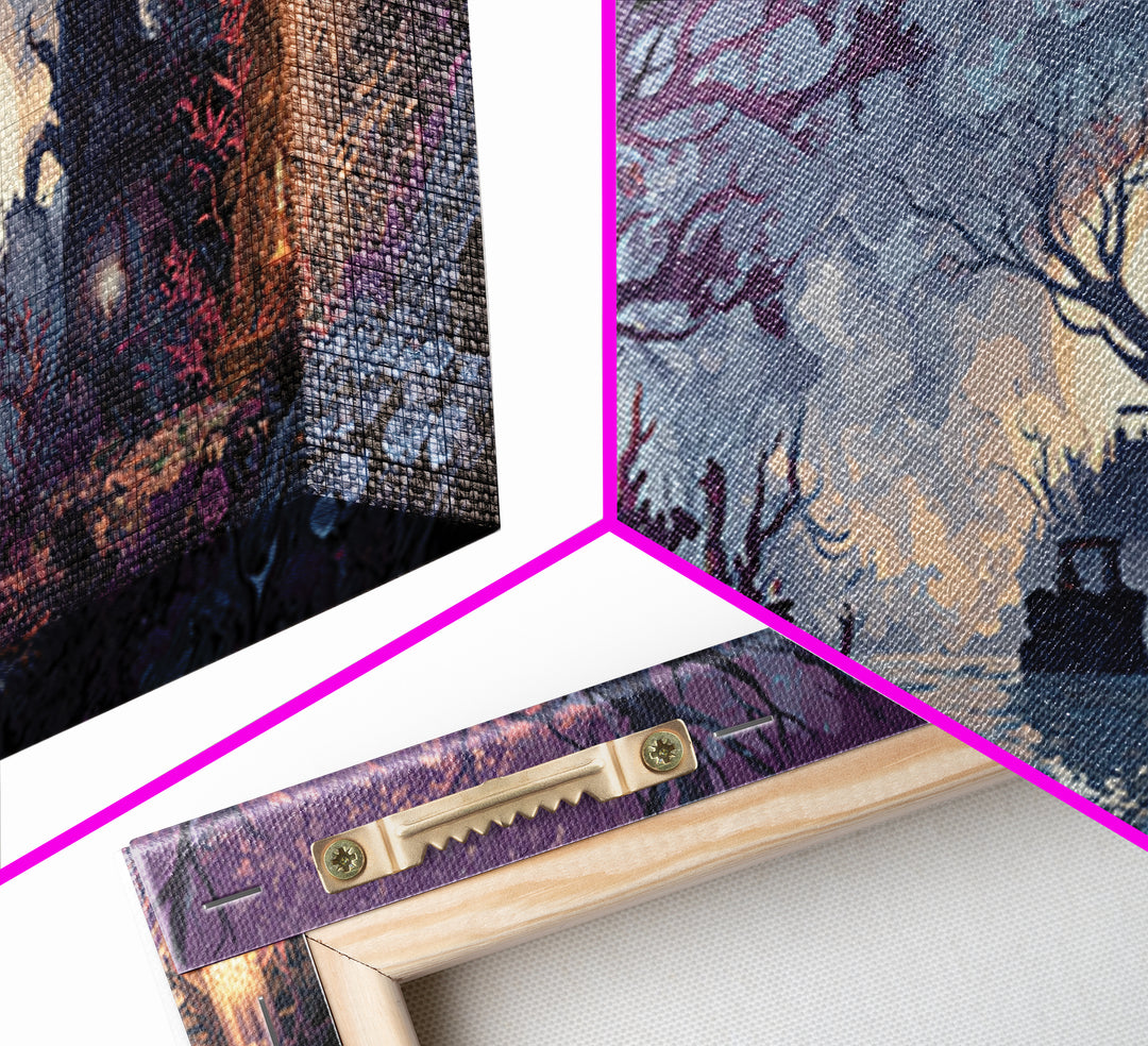The Garden Of The Eyeless Moon, Dark Fantasy Wall Art, Wide Panoramic Art, Canvas Print, Halloween Home Decor, Gothic Wall Art