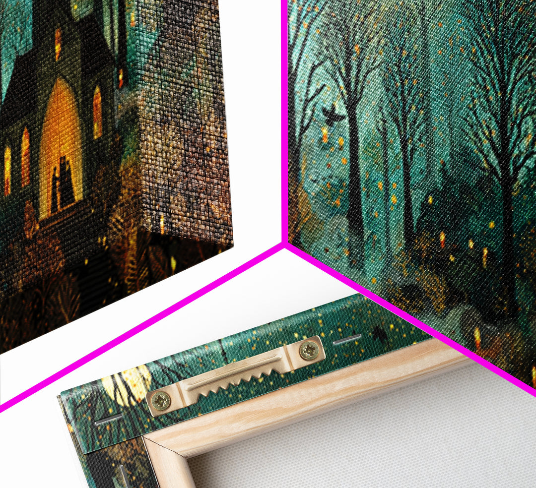 The Raven Sermon Of Leng, Halloween Wall Art, Wide Panoramic Art, Framed Canvas Print, Halloween Home Decor, Gothic Wall Art