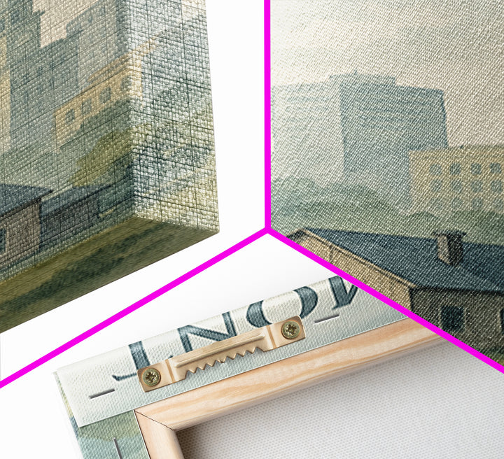 Beaumont Texas Travel Poster, Canvas Print, Painted Travel Poster Art, Beaumont Travel Art, Watercolor Urban Skyline, Living Room Wall Art