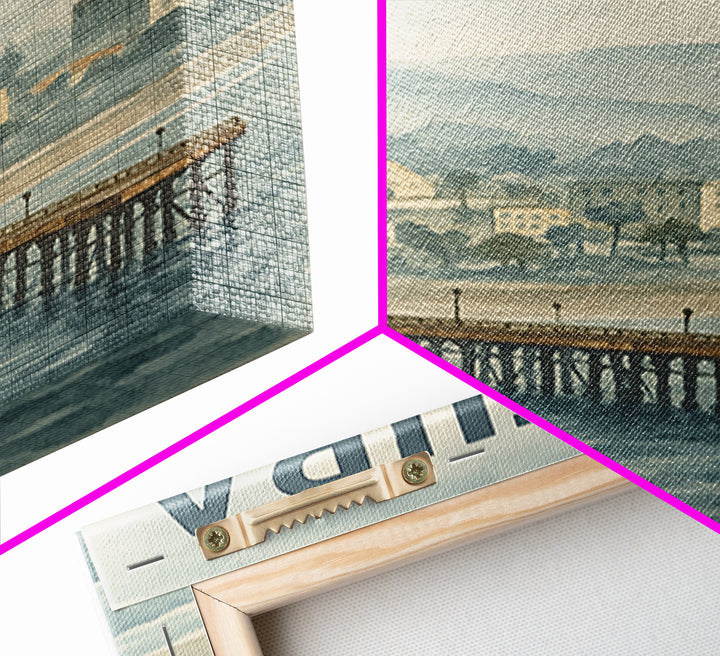 Ventura California Travel Poster, Framed Canvas Print, Soft Watercolor Travel Art, Ventura Wall Art, City Illustration, Travel Poster Set