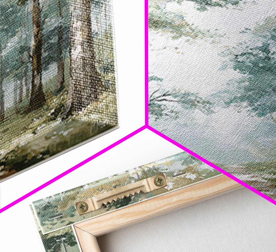 Misty Forest Path Framed Canvas Print, Waiting Room Art, Living Room Wall Art, Waiting Room Decor, Calm, Soundwave Art, WRA-1x1-11