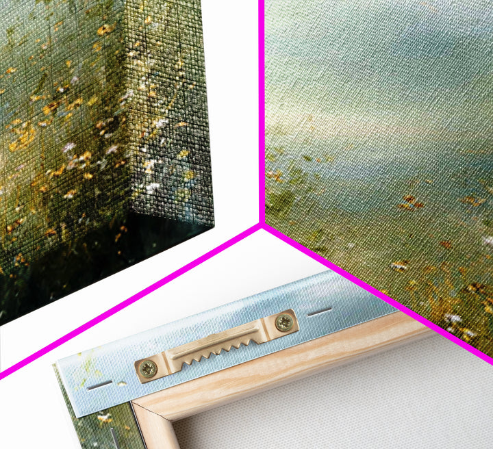 Sunlit Meadow with Wildflowers Framed Canvas Print, Waiting Room Art, Gallery Decor, Waiting Room Decor, Fine Art, Calm, WRA-1x1-32