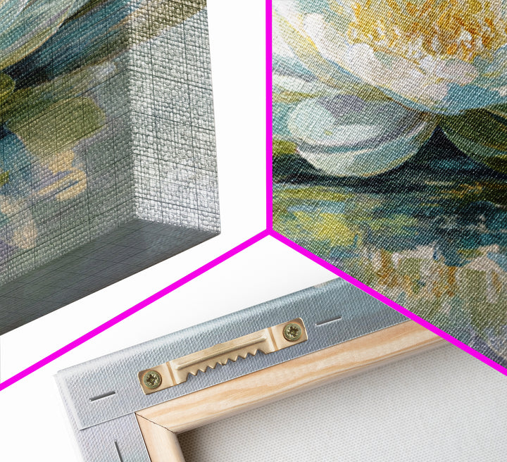 Lotus Flower on Still Water Framed Canvas Print, Waiting Room Art, Office Art, Waiting Room Decor, Calm, Gallery Decor, WRA-1x1-39