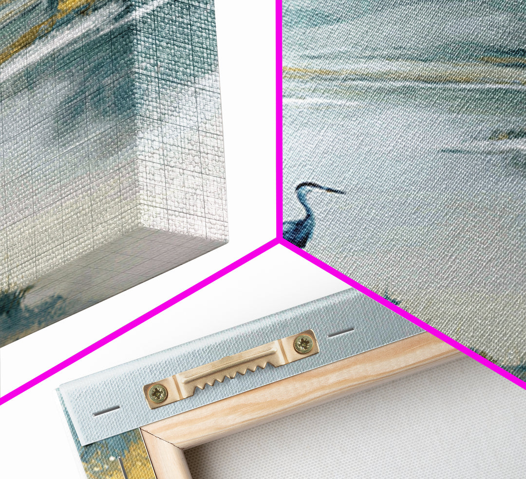 Blue Heron in Quiet Marsh Canvas Print, Waiting Room Art, Abstract, Waiting Room Decor, Fine Art, Calm, Modern Decor, WRA-1x1-60