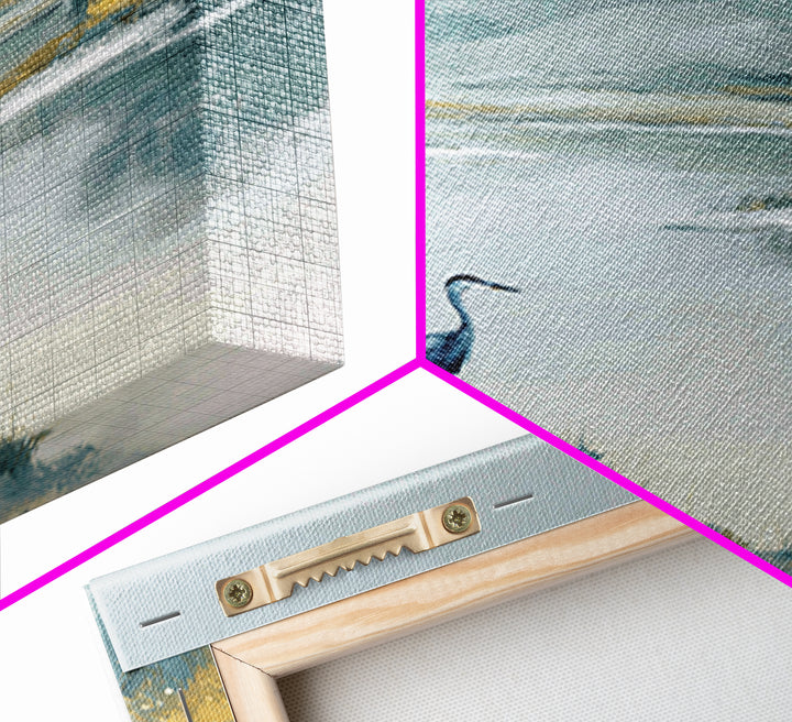 Blue Heron in Quiet Marsh Canvas Print, Waiting Room Art, Abstract, Waiting Room Decor, Fine Art, Calm, Modern Decor, WRA-1x1-60