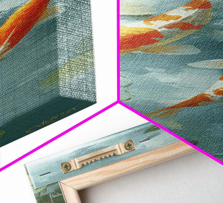 Gentle Koi Fish Canvas Print, Waiting Room Art, Landscape, Waiting Room Decor, Fine Art, Calm, Neutral Decor, Modern Decor, WRA-1x3-10