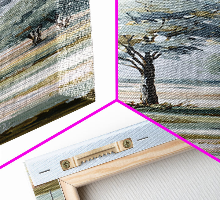Open Field with Distant Tree Canvas Print, Waiting Room Art, Floral Wall Art, Waiting Room Decor, Calm, Minimalist Art, WRA-1x3-11