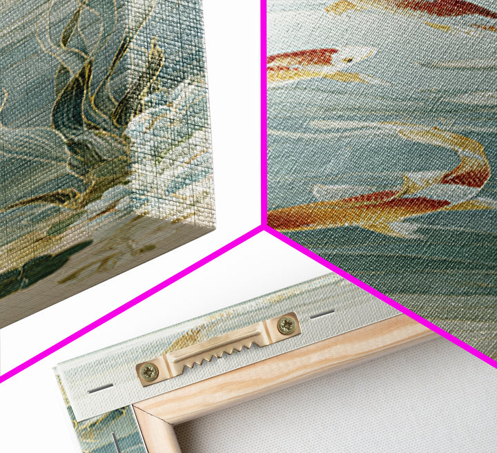 Gentle Koi Fish Canvas Print, Waiting Room Art, Gallery Decor, Waiting Room Decor, Oil Painting, Calm, Contemporary Art, WRA-1x3-82