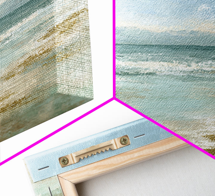 Coastal Horizon with Pale Sand and Water Framed Canvas Print, Waiting Room Art, Art, Waiting Room Decor, Fine Art, Calm, WRA-2x1-29