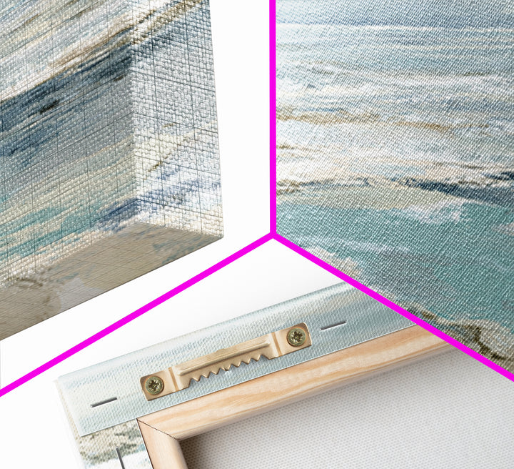 Coastal Horizon with Pale Sand and Water Framed Canvas Print, Waiting Room Art, Art, Waiting Room Decor, Fine Art, Calm, WRA-2x1-5