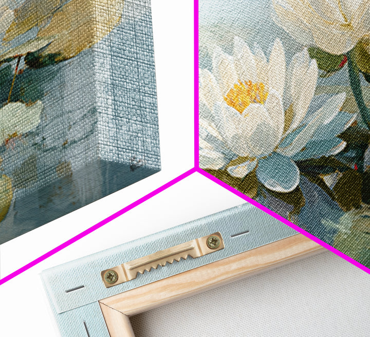 Lotus Flower on Still Water Framed Canvas Print, Waiting Room Art, Abstract, Waiting Room Decor, Watercolor Art, Calm, WRA-2x1-59