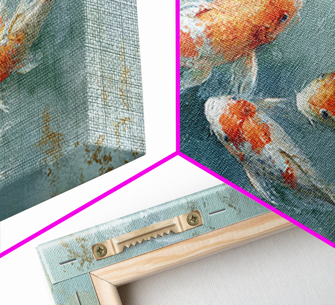 Gentle Koi Fish Canvas Print, Waiting Room Art, Textured Painting, Waiting Room Decor, Watercolor Art, Calm, Printable Art, WRA-2x1-66