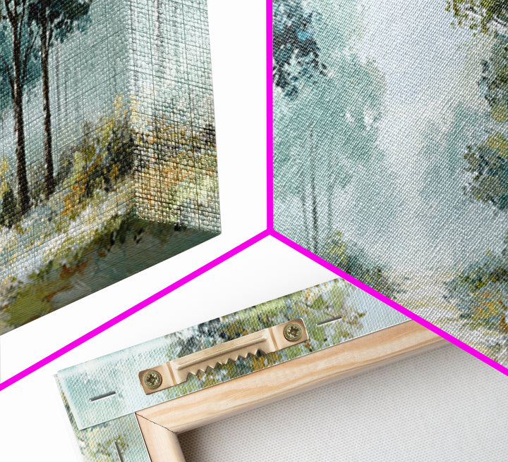 Misty Forest Path Framed Canvas Print, Waiting Room Art, Art, Waiting Room Decor, Calm, Bauhaus Print, Minimalist Wall Art, WRA-2x1-7