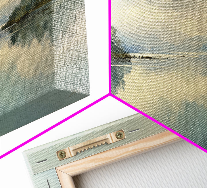 Peaceful Lake Reflection at Dawn Framed Canvas Print, Waiting Room Art, Printable Art, Waiting Room Decor, Fine Art, Calm, WRA-2x1-72