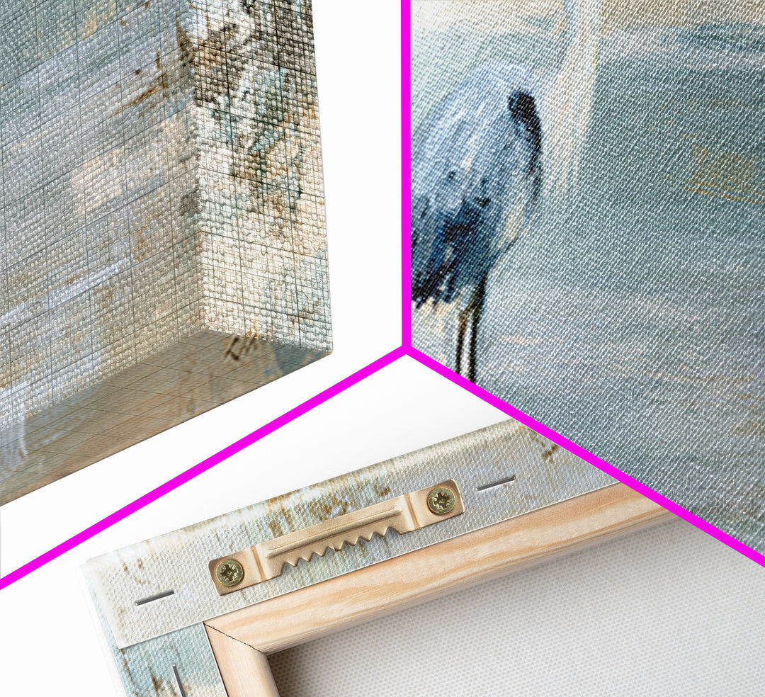 Blue Heron in Quiet Marsh Framed Canvas Print, Waiting Room Art, Office Wall Decor, Waiting Room Decor, Fine Art, Calm, WRA-2x1-80